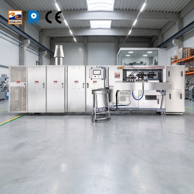 Ligne de production de cônes de gaufres offrant un processus de production stable et continu avec un contrôle précis de la température et du temps