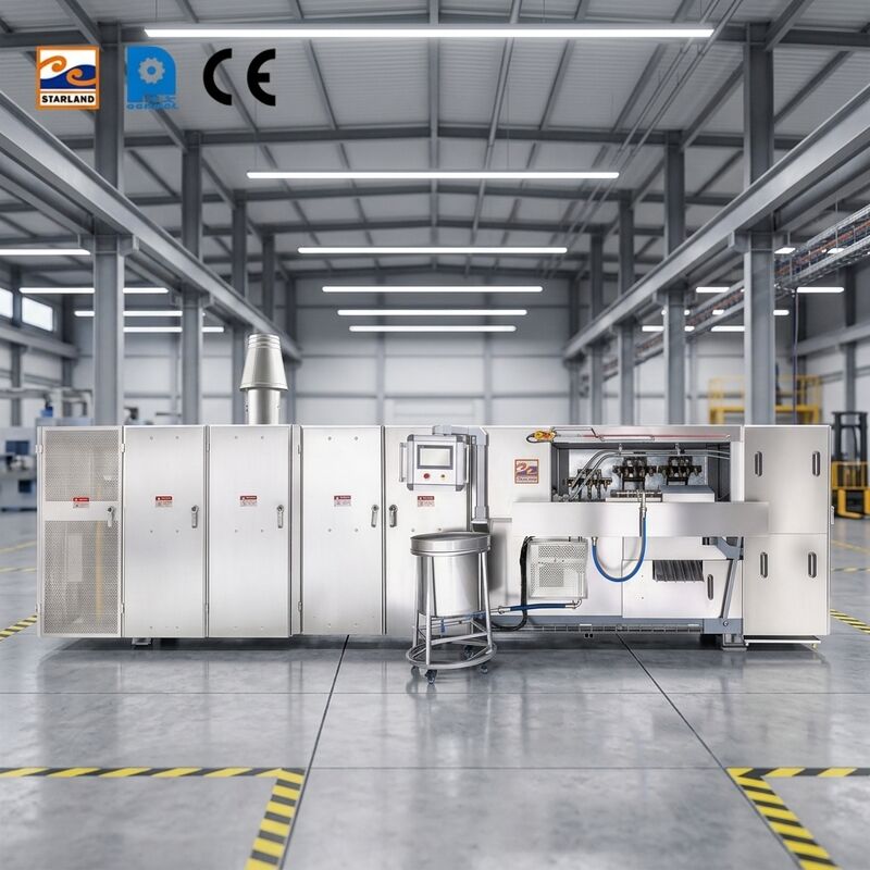 Ligne de production automatique de cônes de gaufres dotée d'un régulateur de température à écran numérique et d'un système de contrôle PLC pour une sortie constante