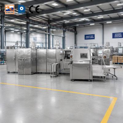 Ligne de production automatique de cornets de gaufrettes pour un fonctionnement fluide